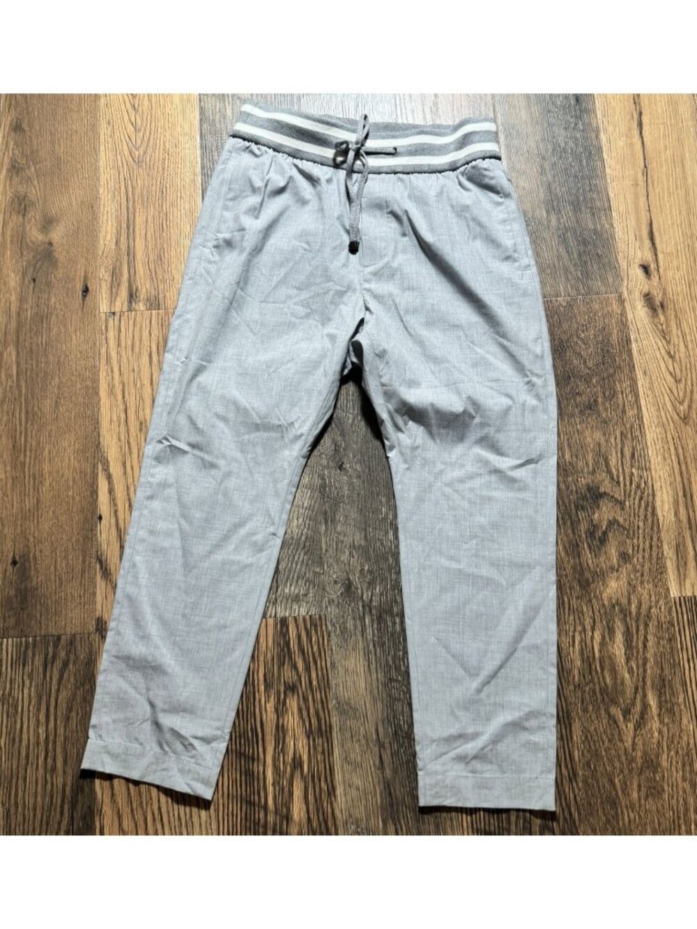 Peserico Elastic Waist Grey Drawstring Trousers Dress Pants Size EU 50 US 34